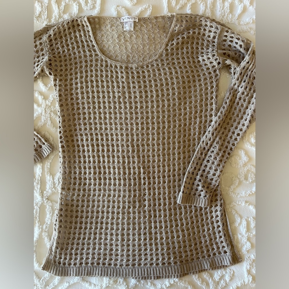Venus beige tunic/cover up, long sleeve, NWOT, size S
